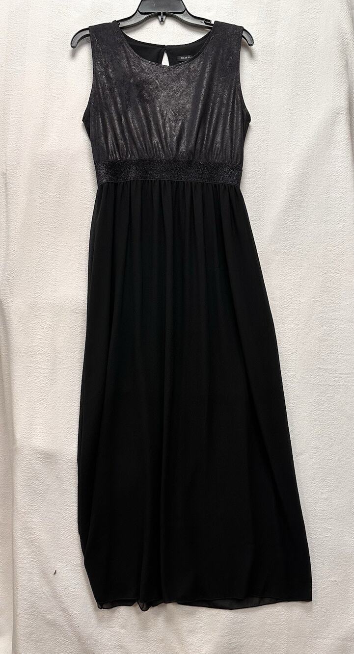 Italy Y2K Black Maxi Dress Back Minimalist L whimsigoth layered sheer witchy